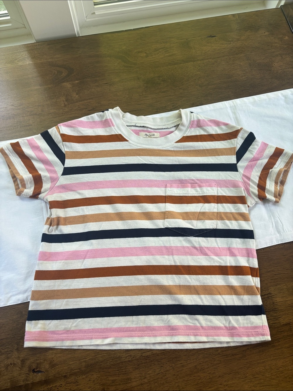 Madewell Beatrice Stripe Easy Crop Pocket Tee Women’s XS